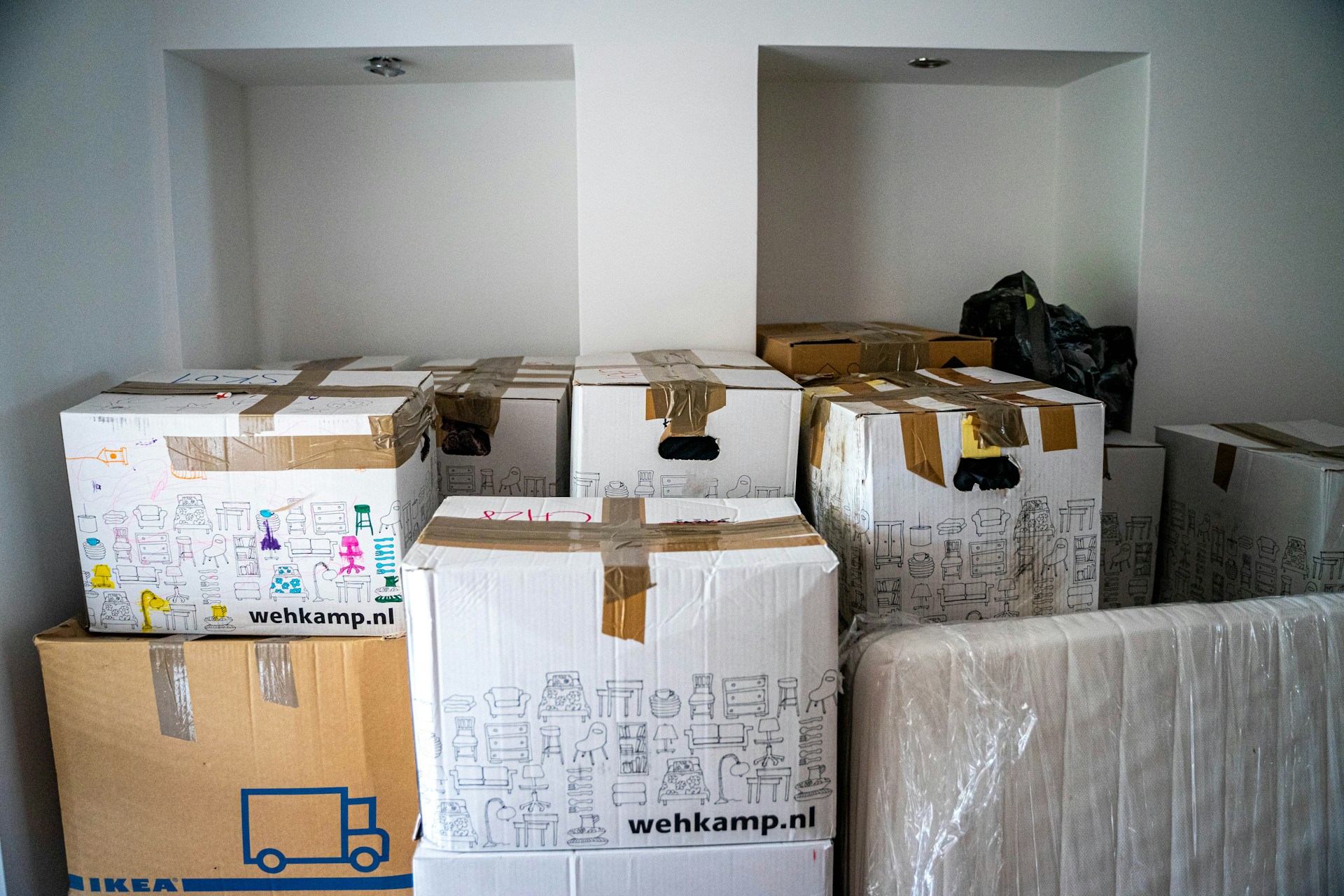 Packed boxes ready for house move